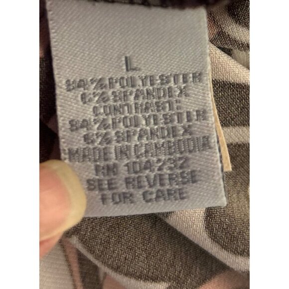 Y2K Babydoll Top Sz L Retro Psychedelic Print Brown and Coral V Neck Flutter Sle - Picture 4 of 8